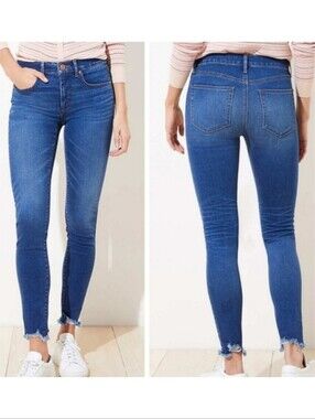 Loft Outlet Chewed Hem Slim Pocket Skinny Crop Jeans Size 2P